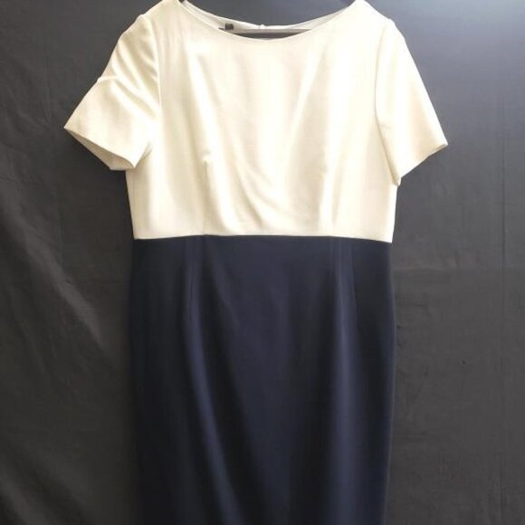 ESCADA Black & Cream White midi dress size 42 US size 10 - Picture 1 of 6